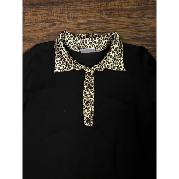 Quacker Factory Sweater Blouse Womens Animal Print Stretch Pullover Cotton XL - Picture 2 of 7